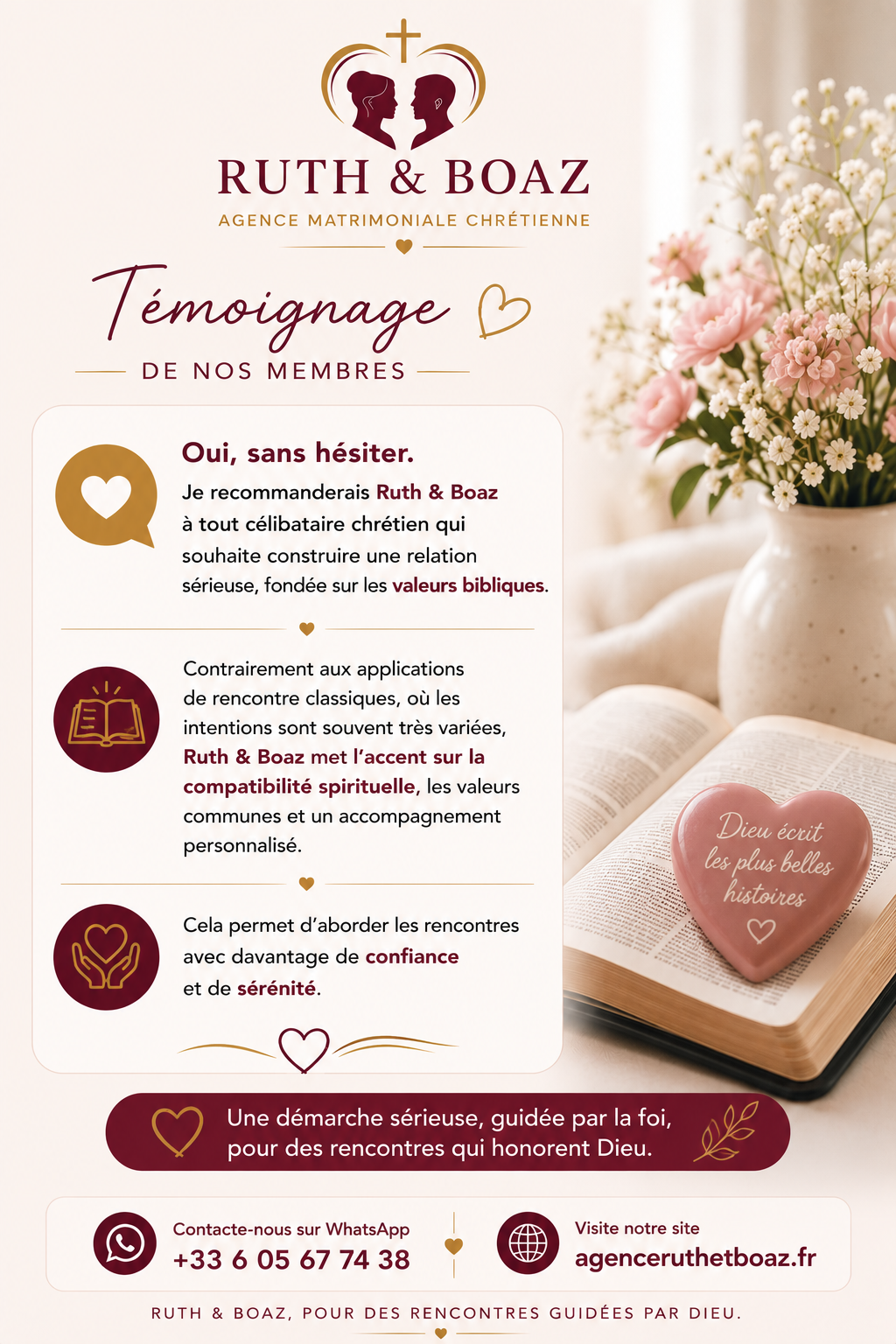 Témoignage d'un membre Ruth & Boaz : une démarche sérieuse guidée par la foi